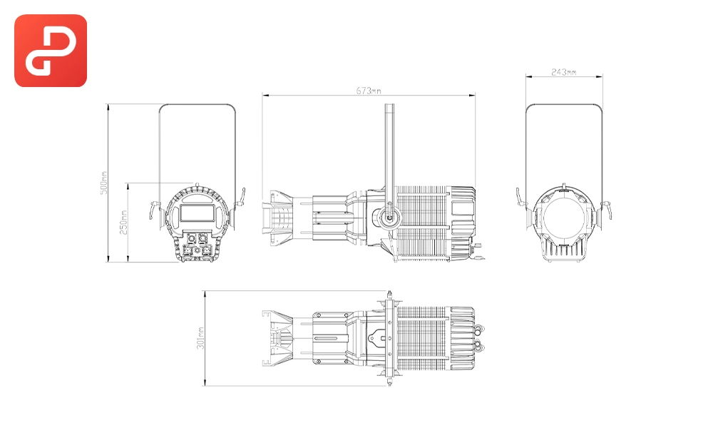 vshow outdoor spotlights p300f 300w ra95 edison led source profile